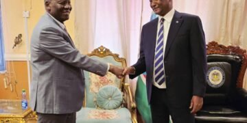 Transport Minister Dr. Lam Akol briefs Vice President and Chairperson for Infrastructure Cluster on River and dry ports development projects.